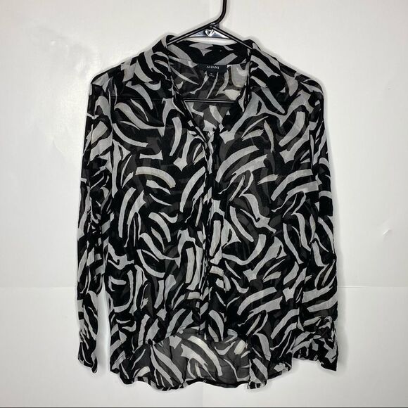 Alfani sheer zebra print Y2K blouse Petite - Picture 1 of 6